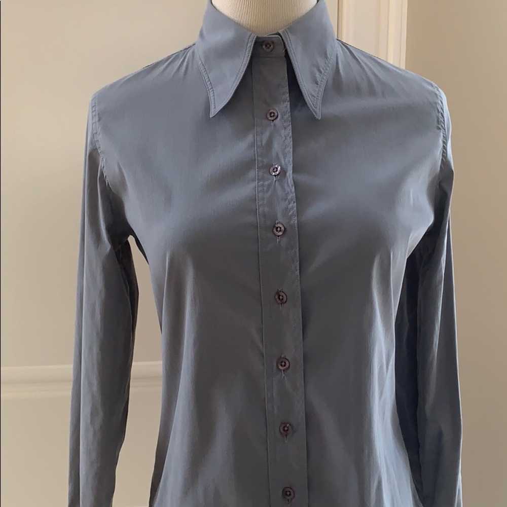 Vertigo Slim Oxford Gray Button-Up French Cuffs Sm